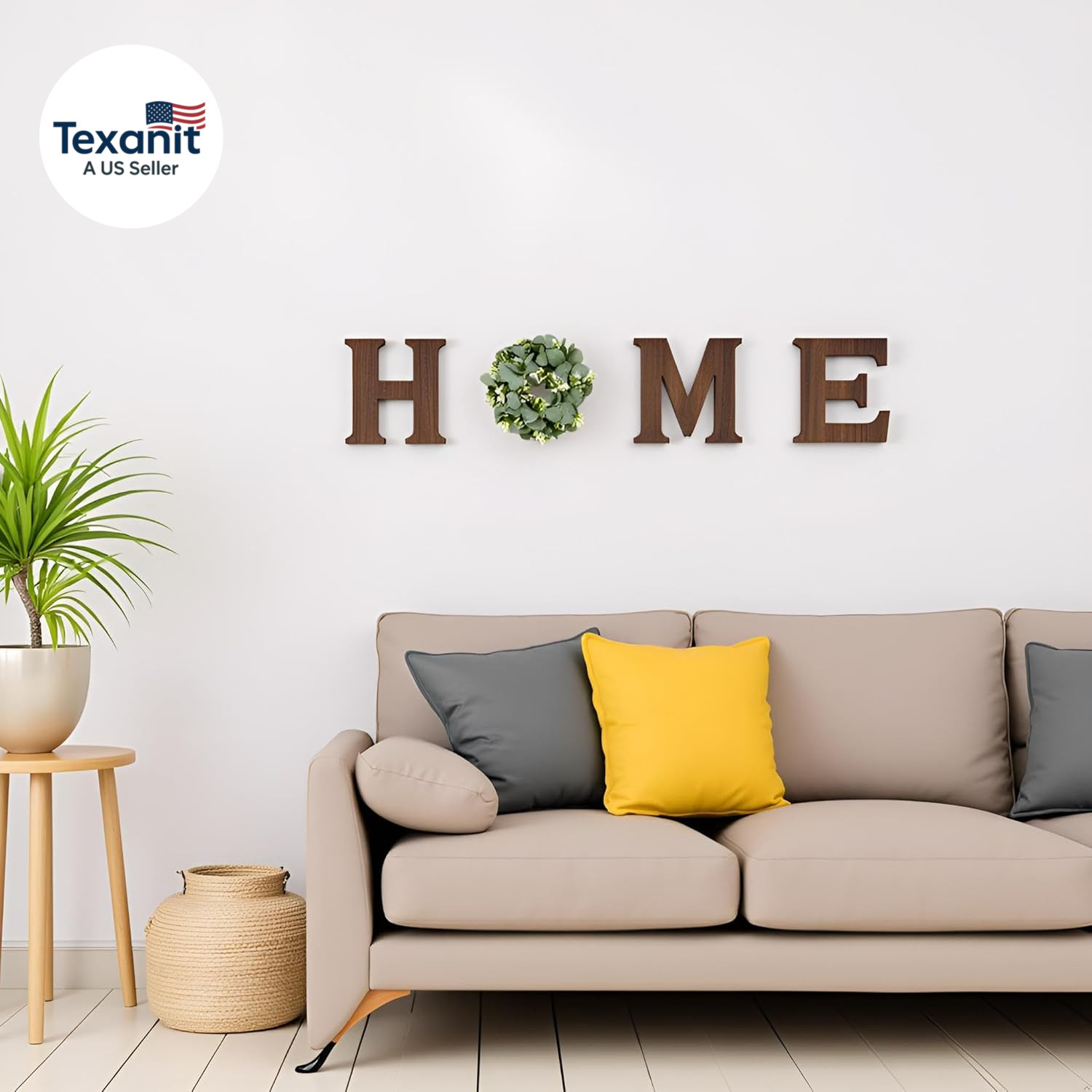 Farmhouse Wall Home Sign with Artificial Eucalyptus for O Rustic Wooden Hanging