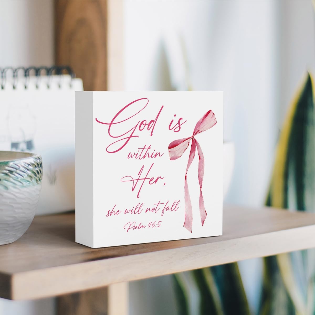 Pink Christian Bible Verse Decor, Pink Coquette Bow Room Decor, Christian Gif…