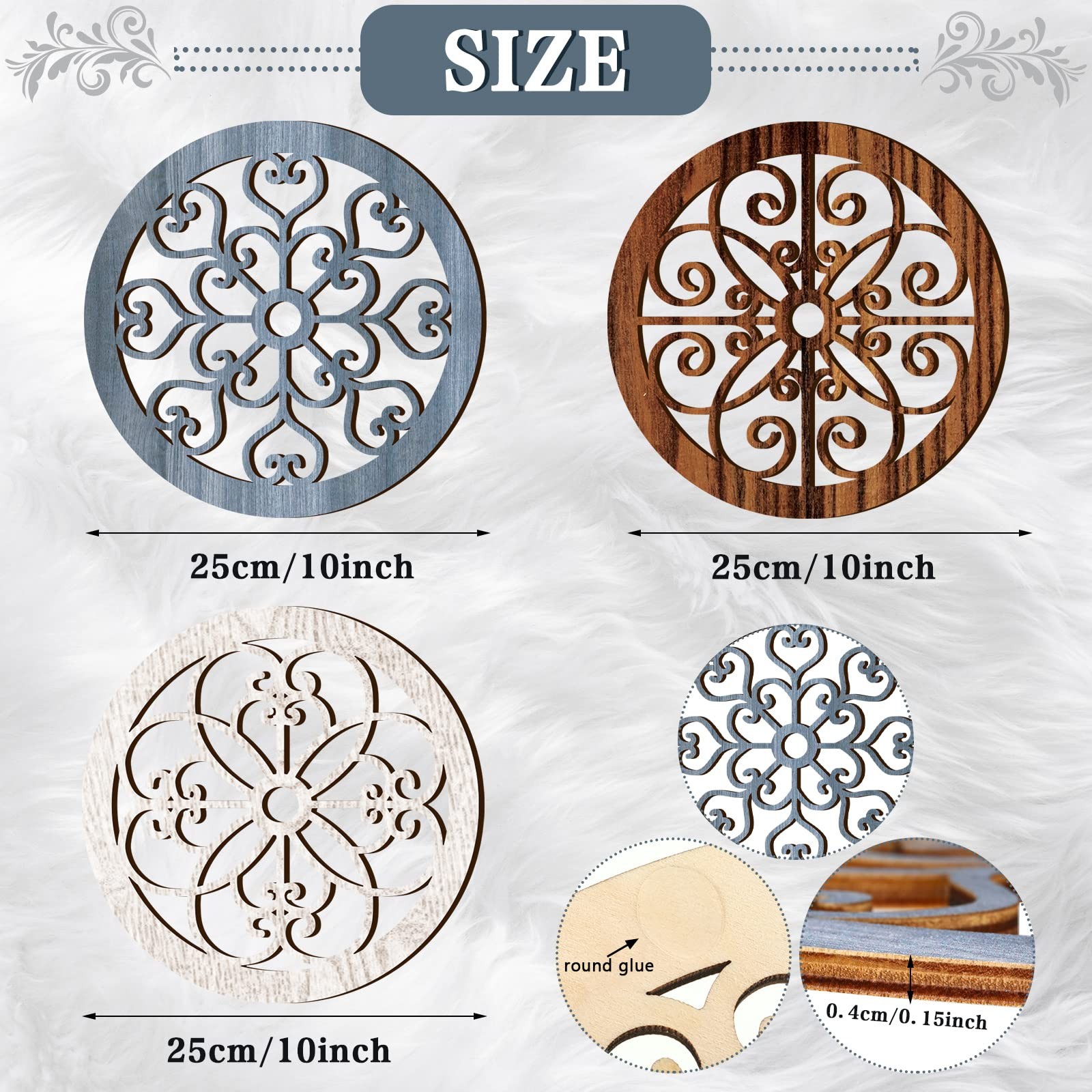Blulu 3 Pieces Thicken Rustic Wall Decor Farmhouse Wall Art Decor Wood Hangin…