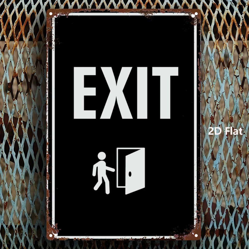 Retro Black Exit Metal Sign Industrial Safety Marker for Warehouse Office