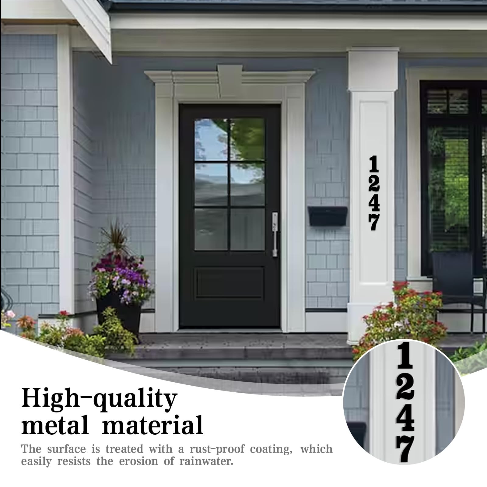 4″5″6″7″8″ House Numbers for Outside Modern Address Sign – Matte Black Metal …