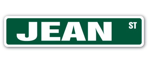 JEAN Street Sign Childrens Name Room Metal Sign Decal