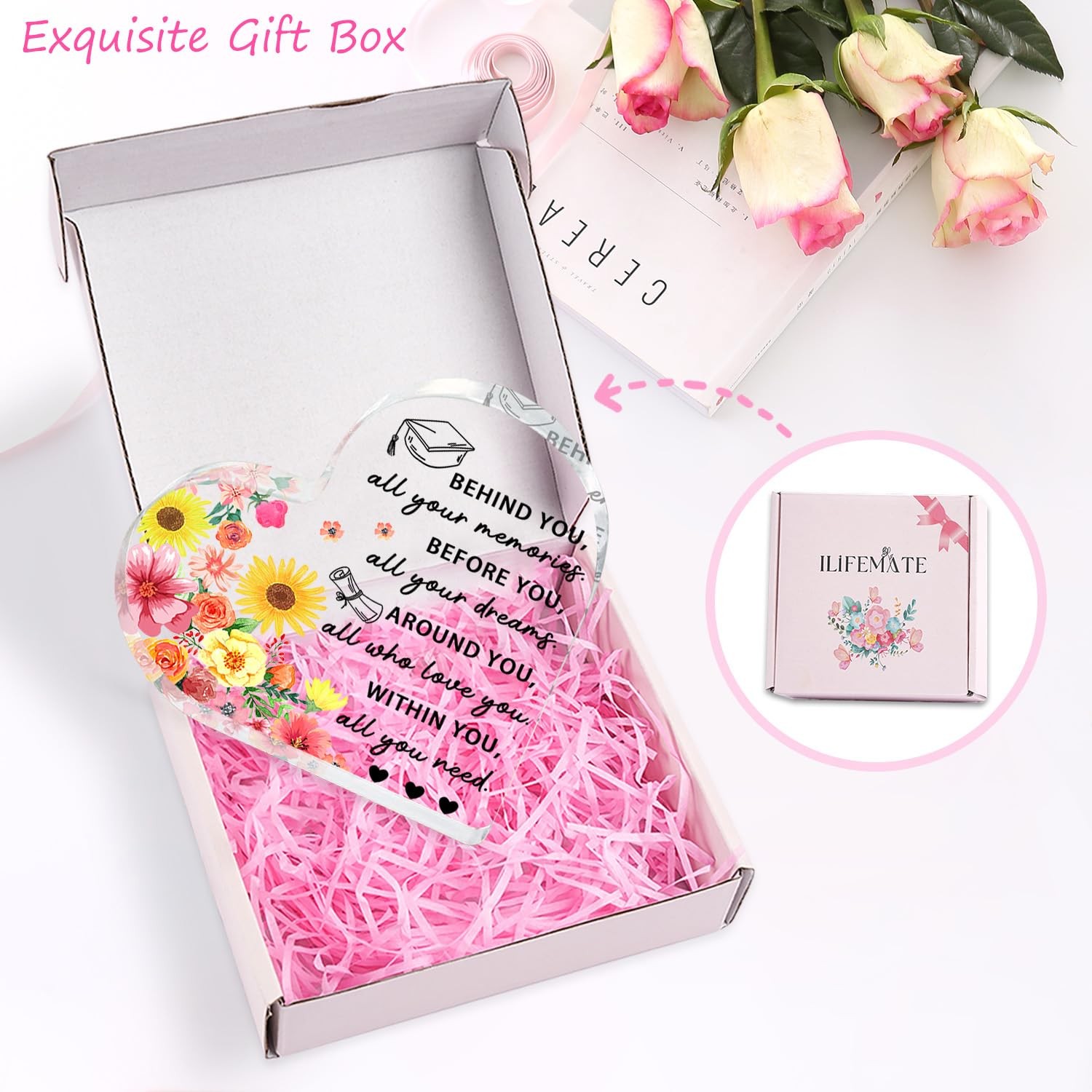 Graduation Gift for Her Him, 2026 Graduation Decorations – Engraved Acrylic Hear