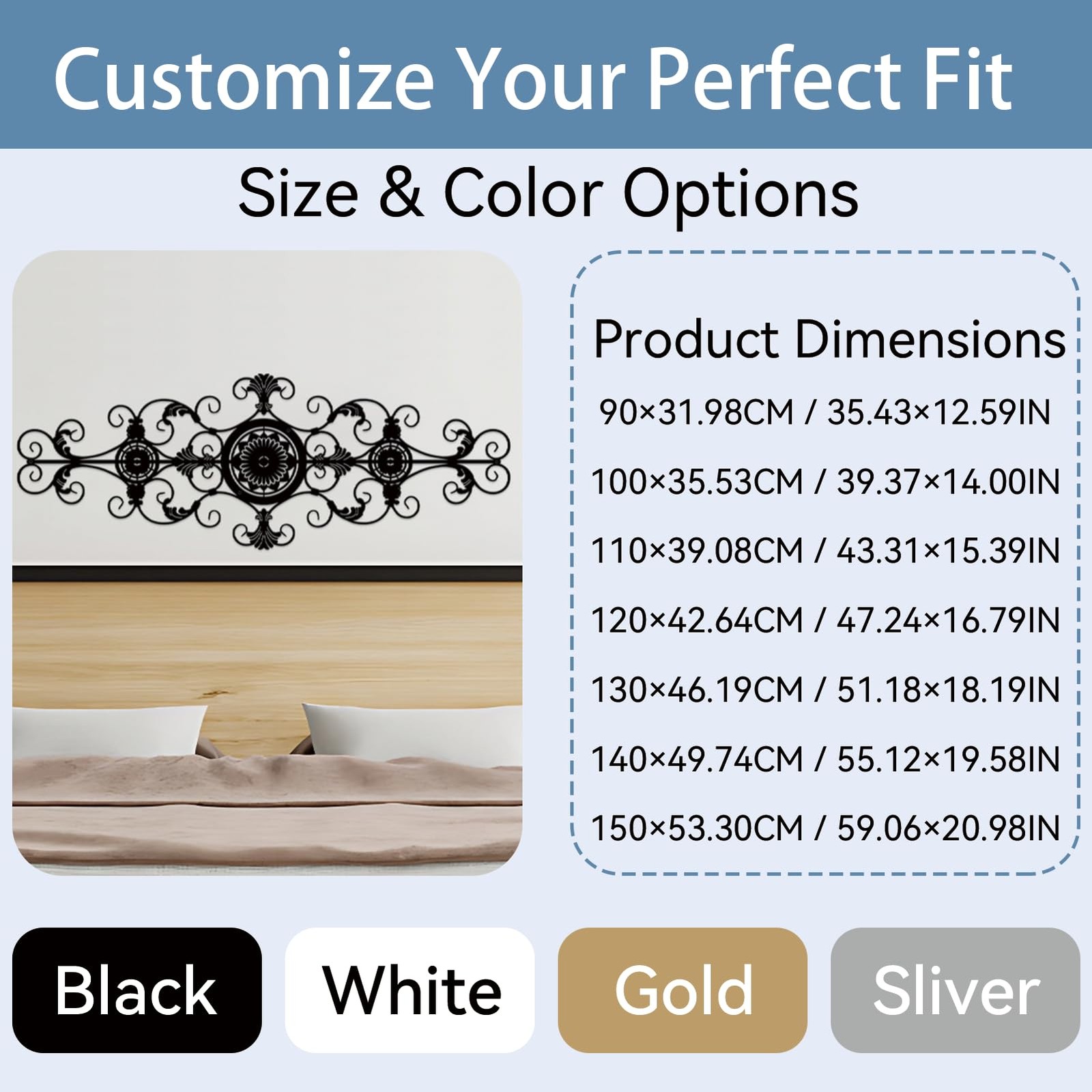 Black Flower Scroll Metal Wall Decor, Hanging Flower Scroll Metal Wall Art De…
