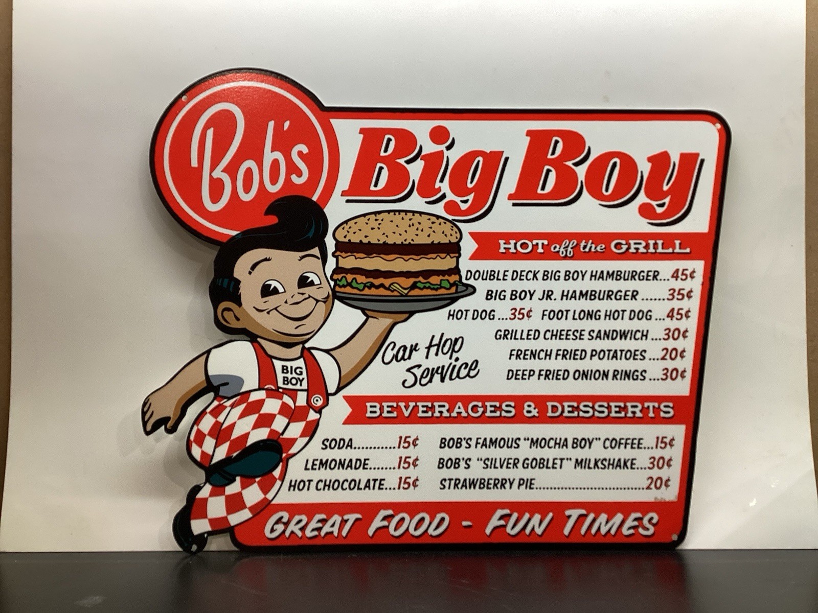 Bob’s Big Boy Menu Laser Cut Out 18×13 1/2