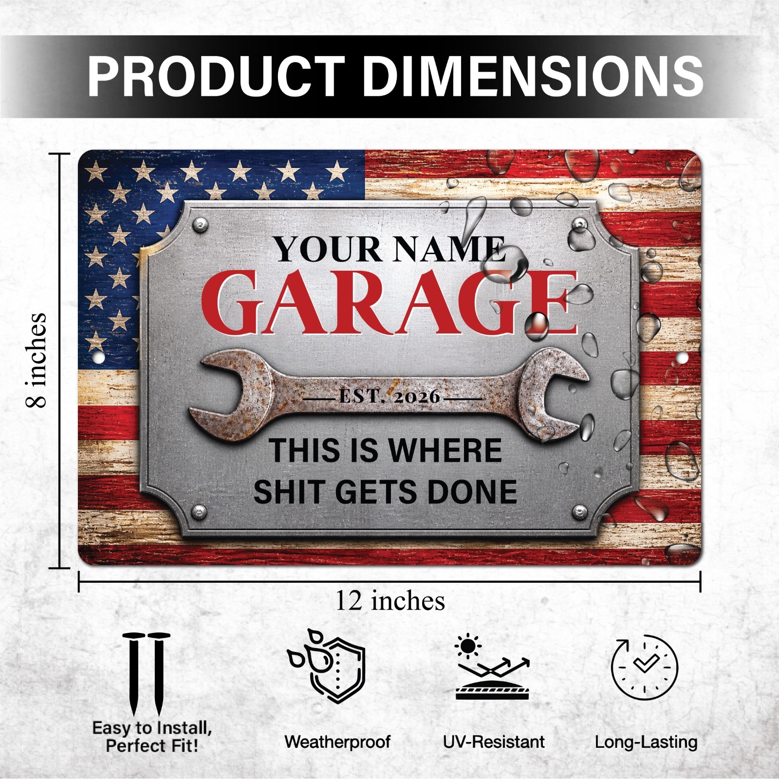 Personalized Garage Metal Sign Man Cave Custom Decor Gift