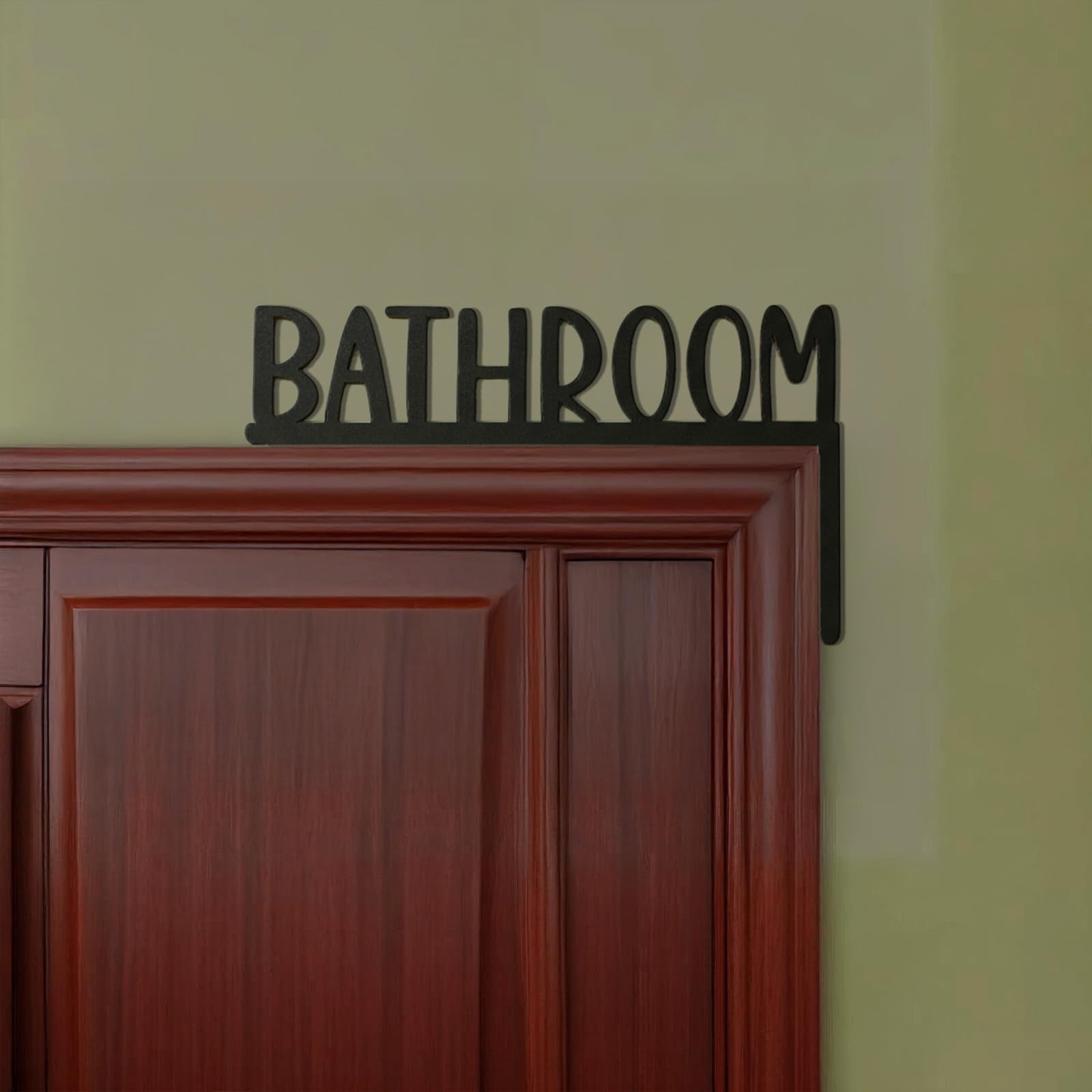 Wooden Bathroom Door Topper Sign Black Minimalist Home Frame Right Side