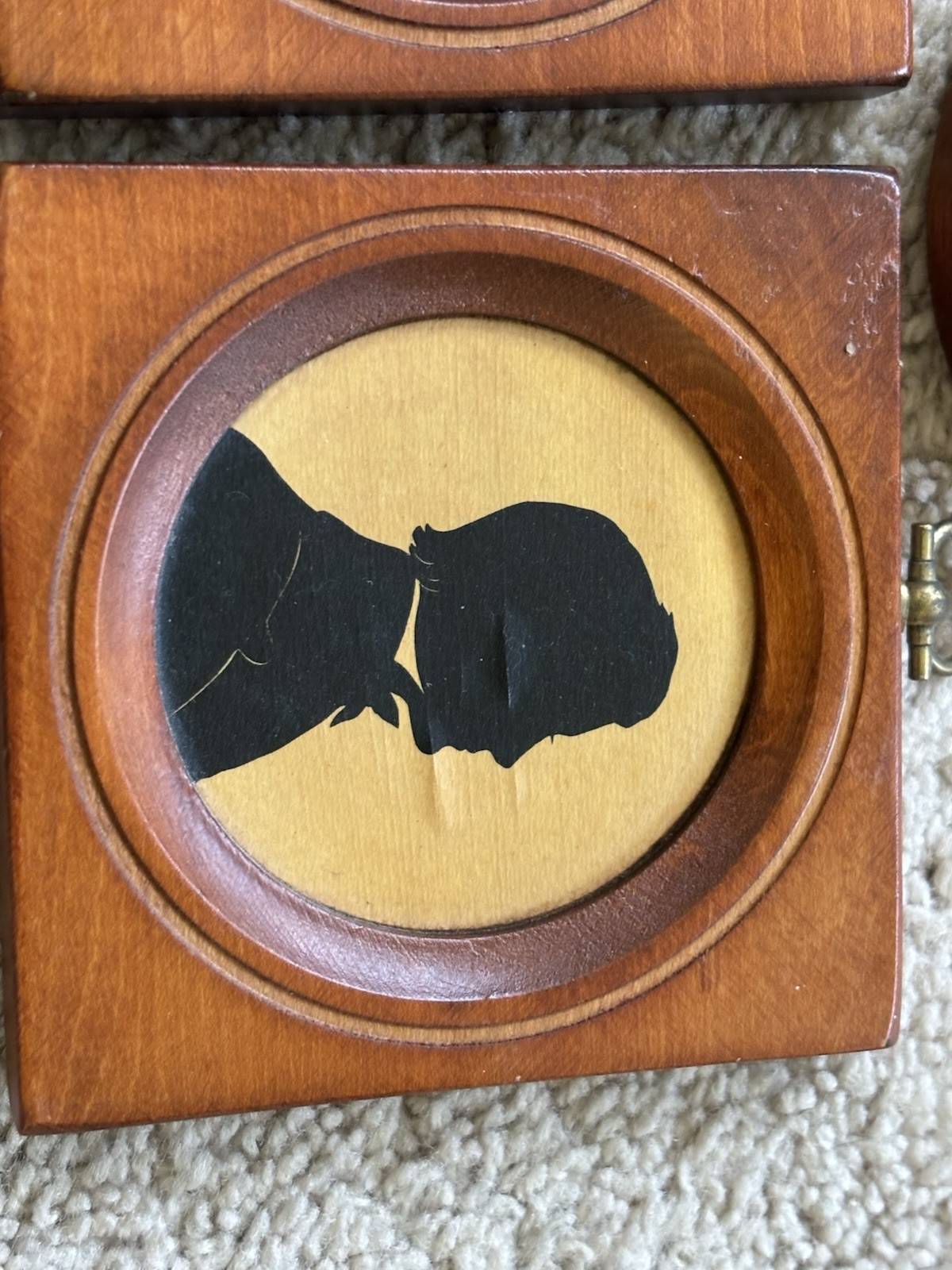 Vintage Woodcroftery Silhouette Portraits ~ Set of 3 wooden frames