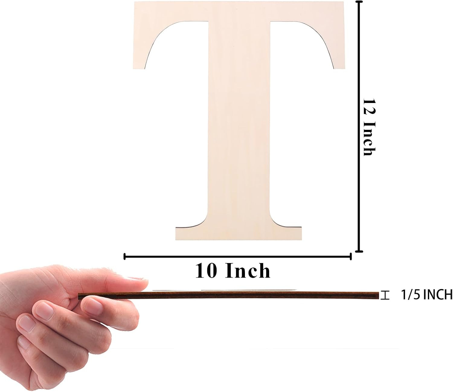 12 Inch Wooden Letter, Smooth Surface Wood Letters for Wall Decor, 1/5 INCH Blan