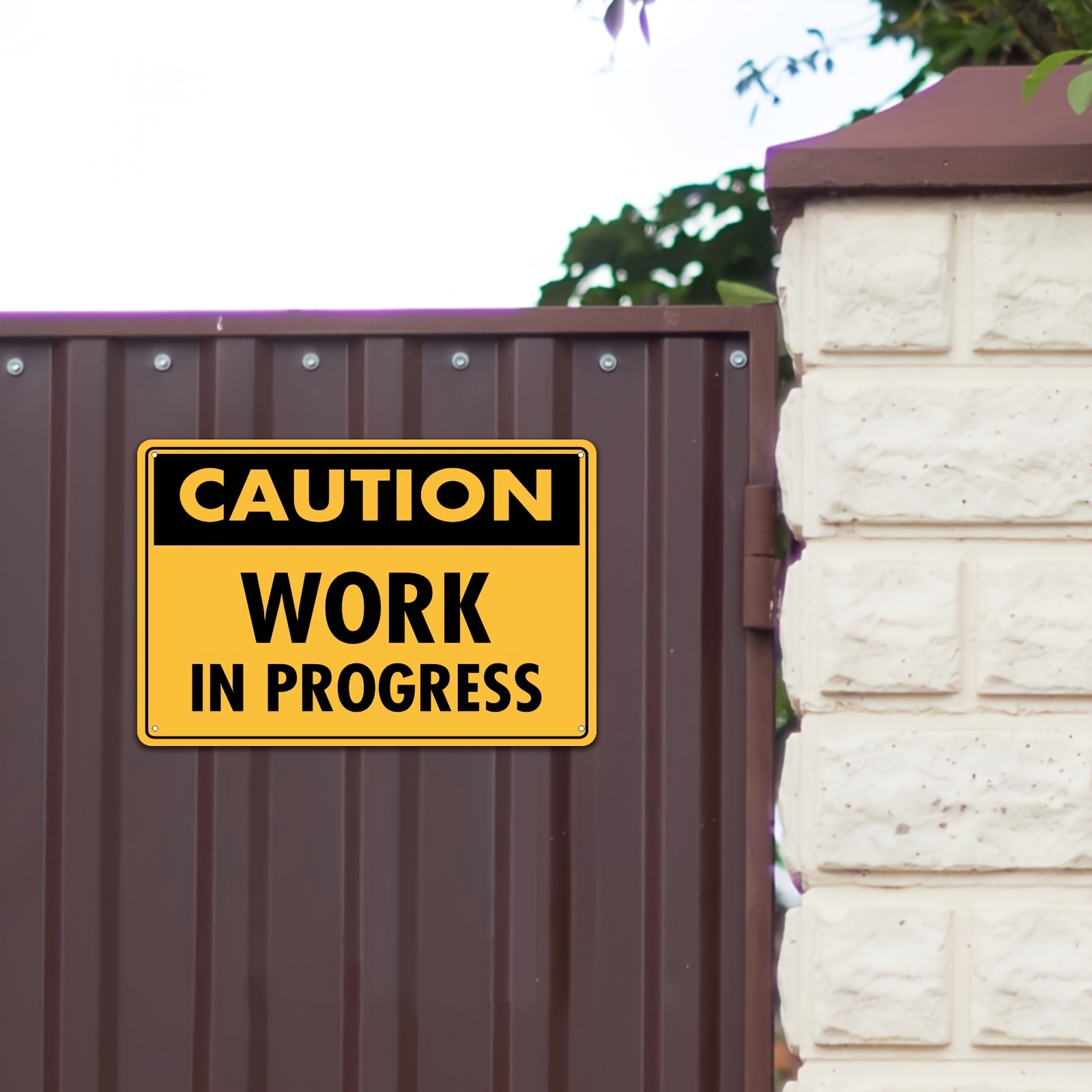 Tin Sign Caution Work in Progress Metal Plaque 20*30cm