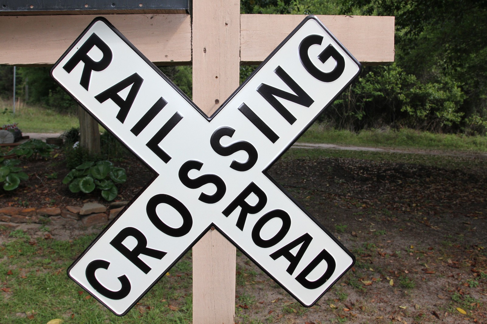 1-Large RAILROAD CROSSING Enameled Wall Sign,Collectible,Free Ship,RRW-T