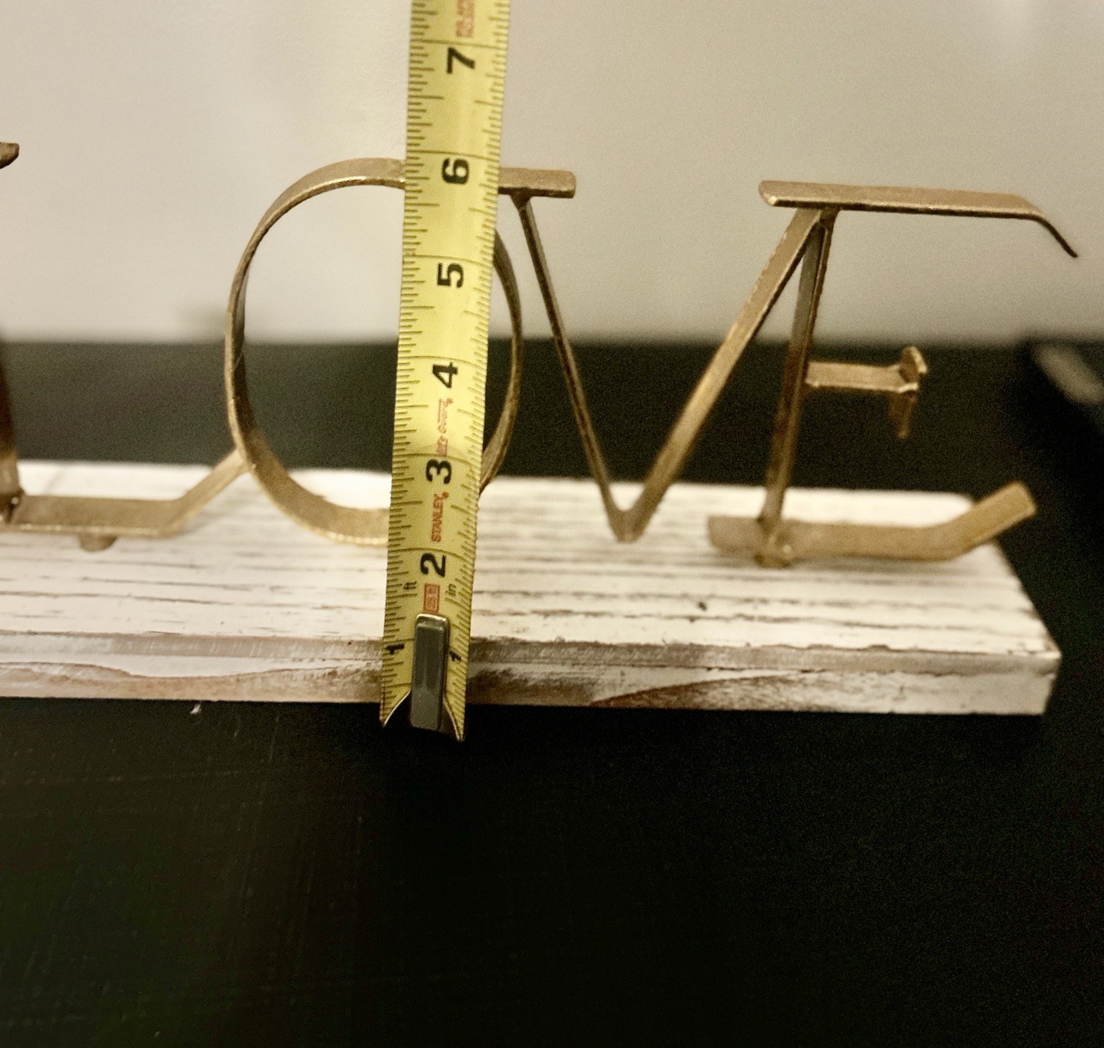 LOVE Gold-Metal Letters Decorative Sign White Wood Base, Sign Decor