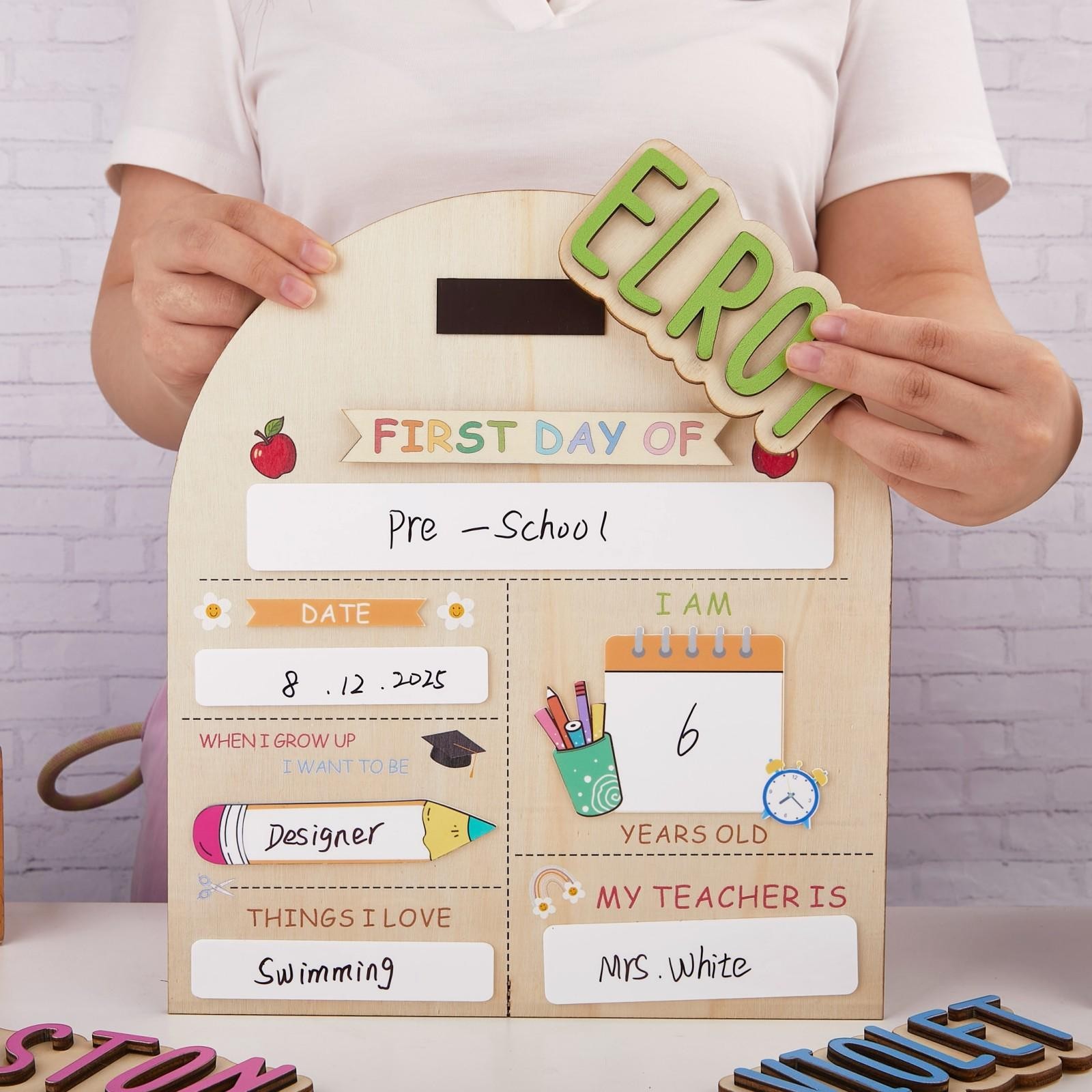 Personalized First & Last Day School Board Kindy Grade Sign