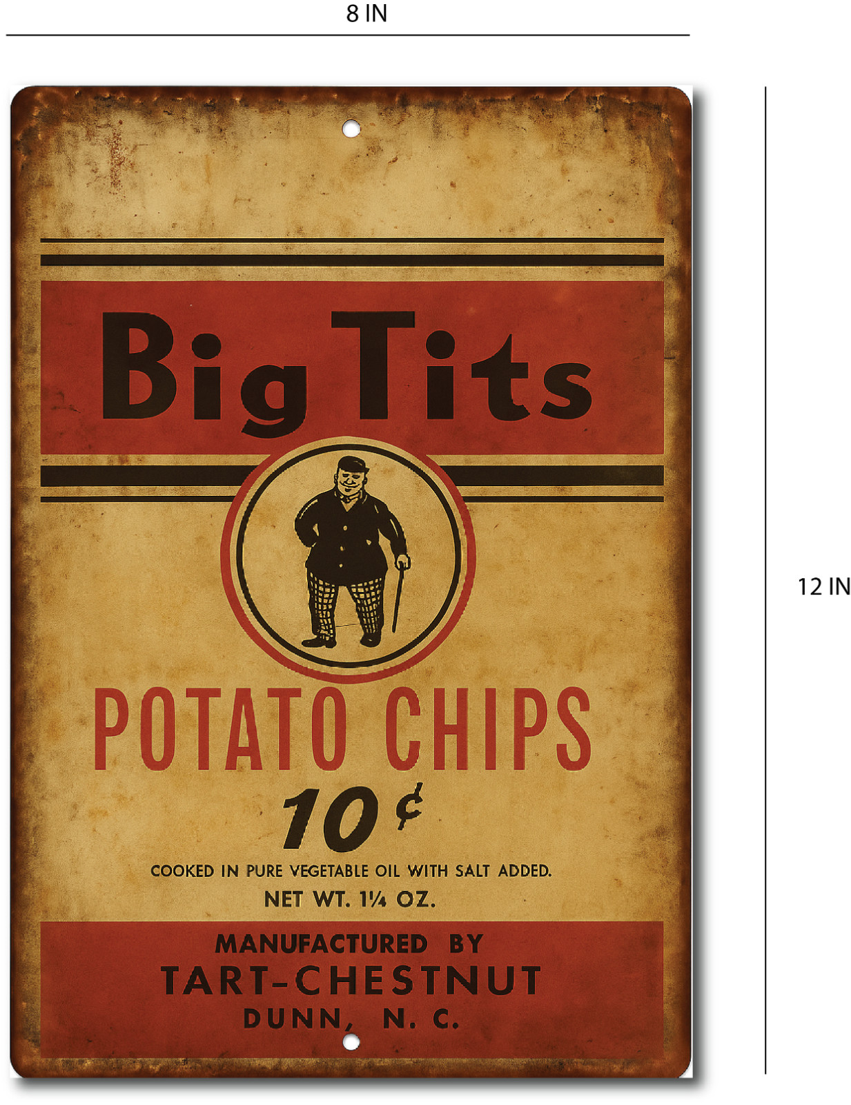 Funny Metal Tin Sign Big Tits Potato Chips Rustic Vintage Bar Workshop Garage