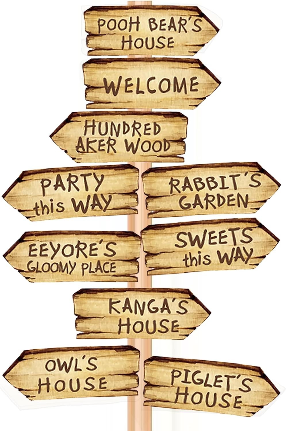 20PCS Winnie Arrow Signs Double-Side Directional Sign for Classic Pooh Baby Show