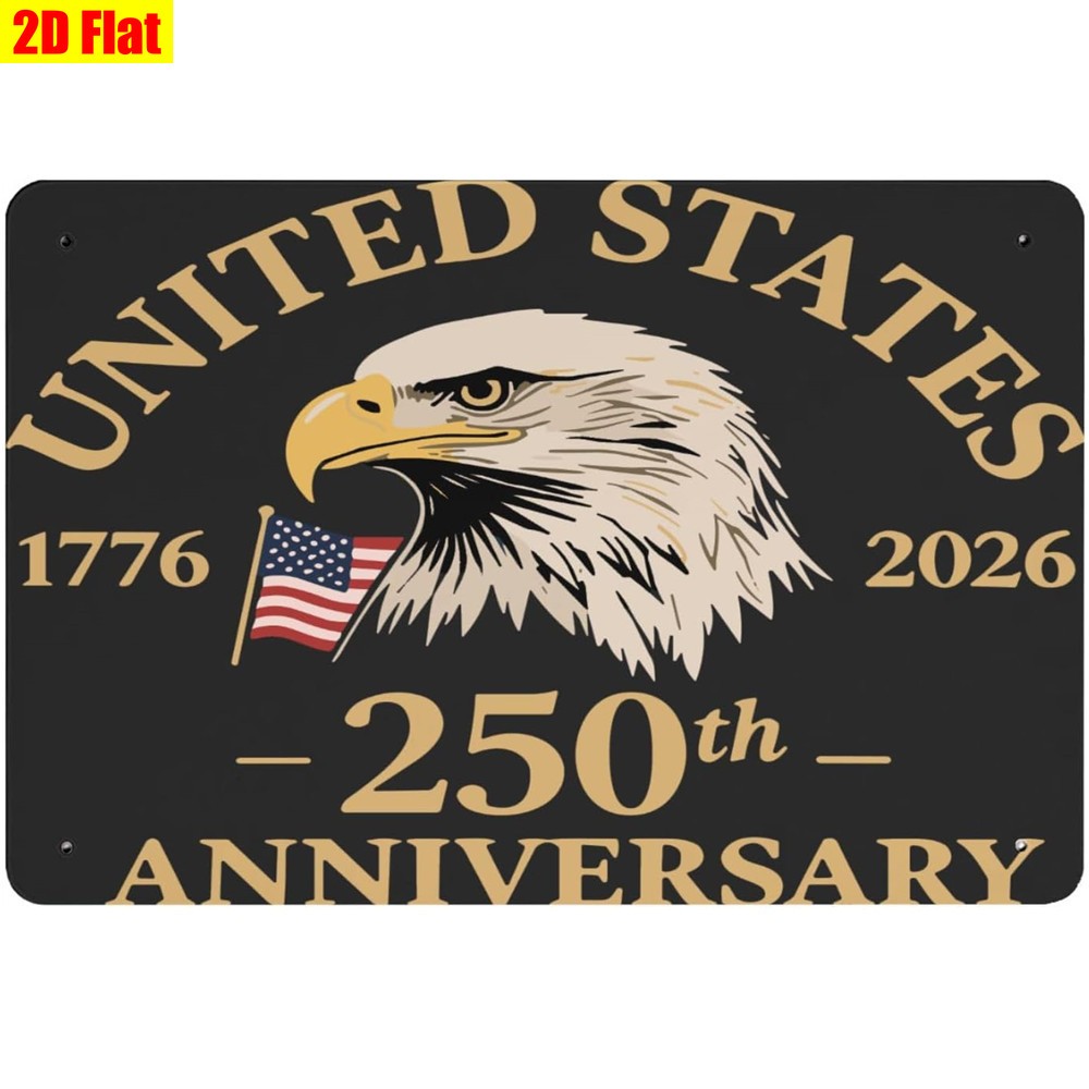 United States 250th Anniversary Metal Sign Bald Eagle Patriotic Decoration Gift