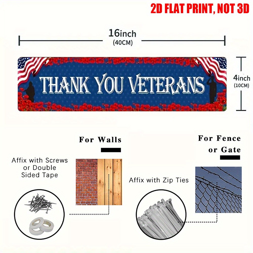 Patriotic Thank You Veterans Metal Sign Vintage American Flag Home Decor Gifts