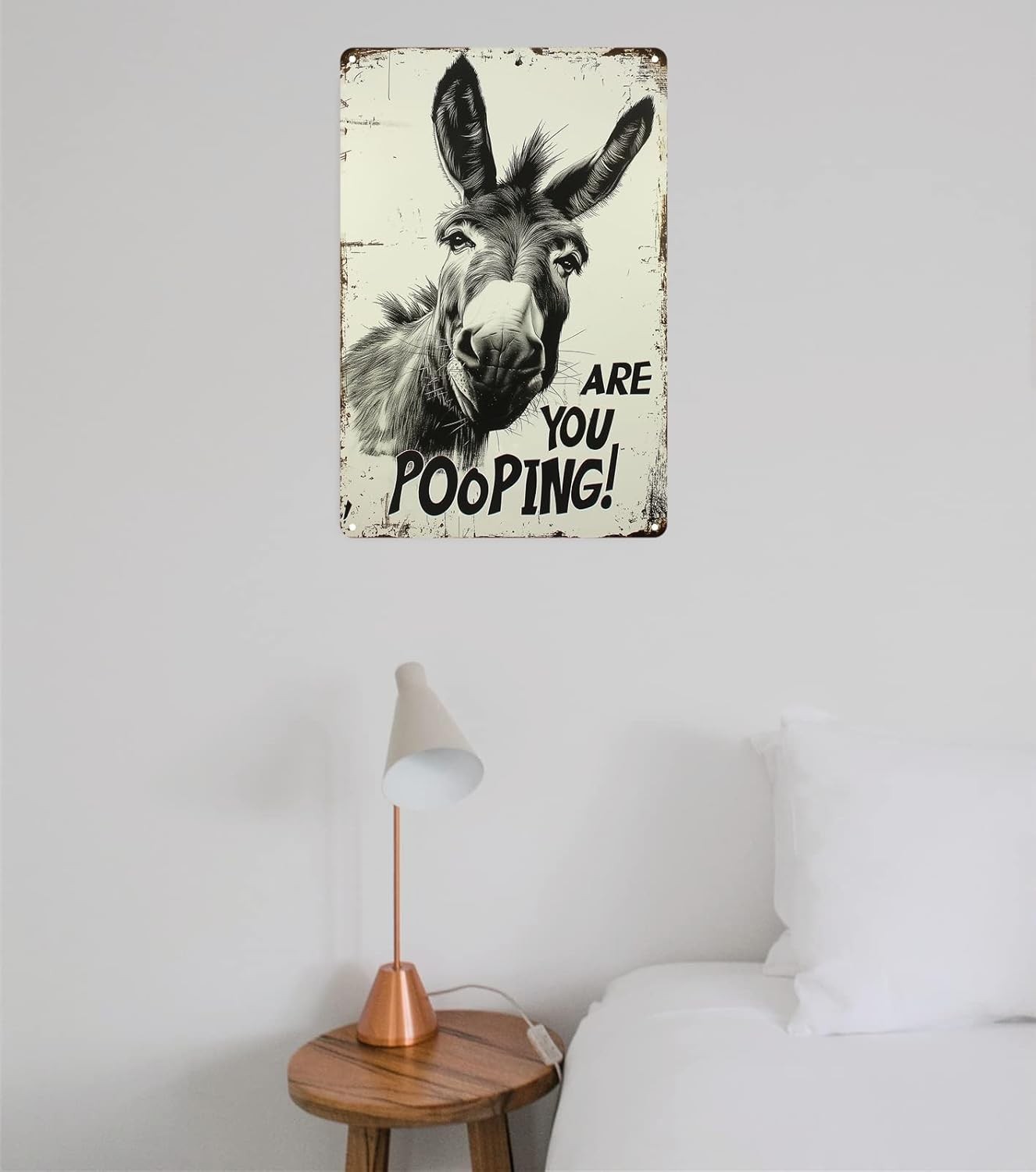 Funny Donkey are You Pooping? Tin Metal Signs Vintage Farmhouse Bathroom Wall Dé