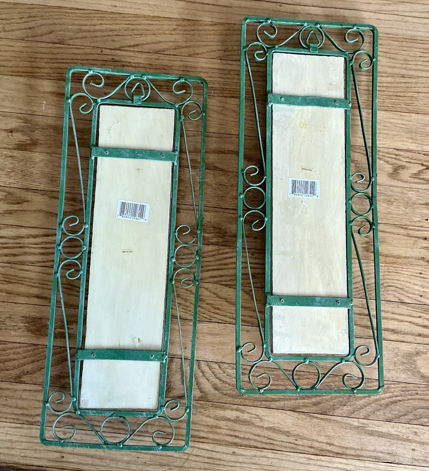 Vintage 3D Flowers In A Vase Wall Hangings Framed In Wrought Iron-Set Of 2