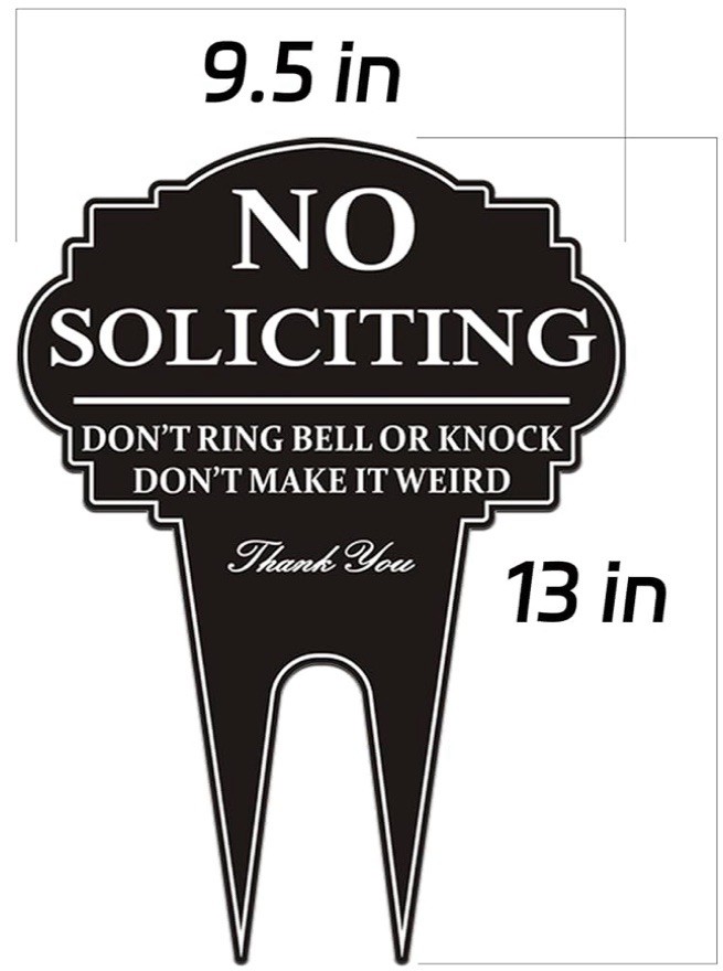 2 No Soliciting Yard Sign for House, 13×9.5 inches Double-Sided Printed,