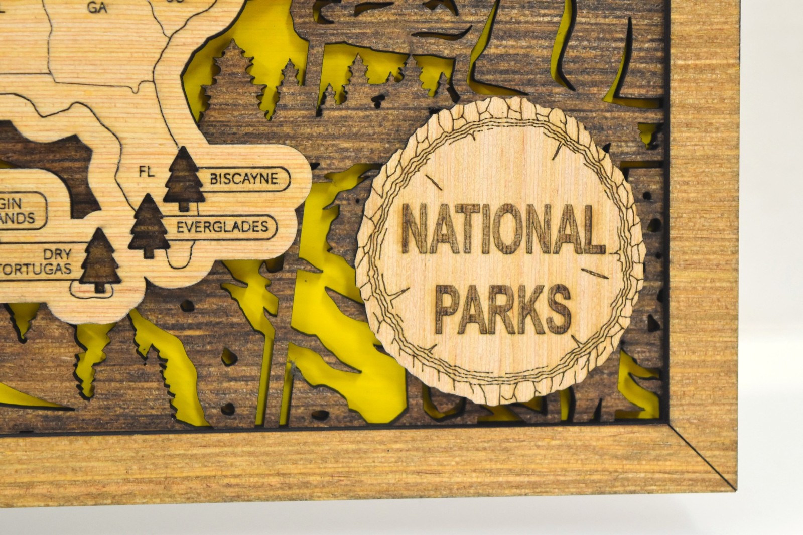 Handmade Wood National Parks Travel Map