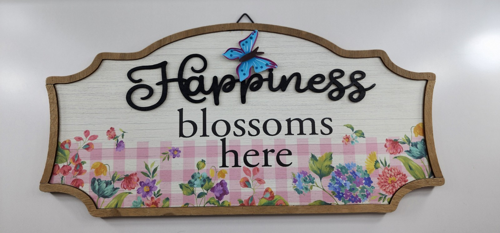 The Pioneer Woman Happiness Blossoms Here Wall Plaque Sign Wood Floral 16×8
