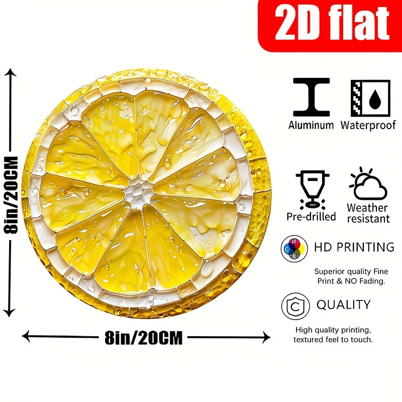 Tin Metal Signs Vintage Lemon Theme Round Aluminum Logo, 8×8 Inches – Signs