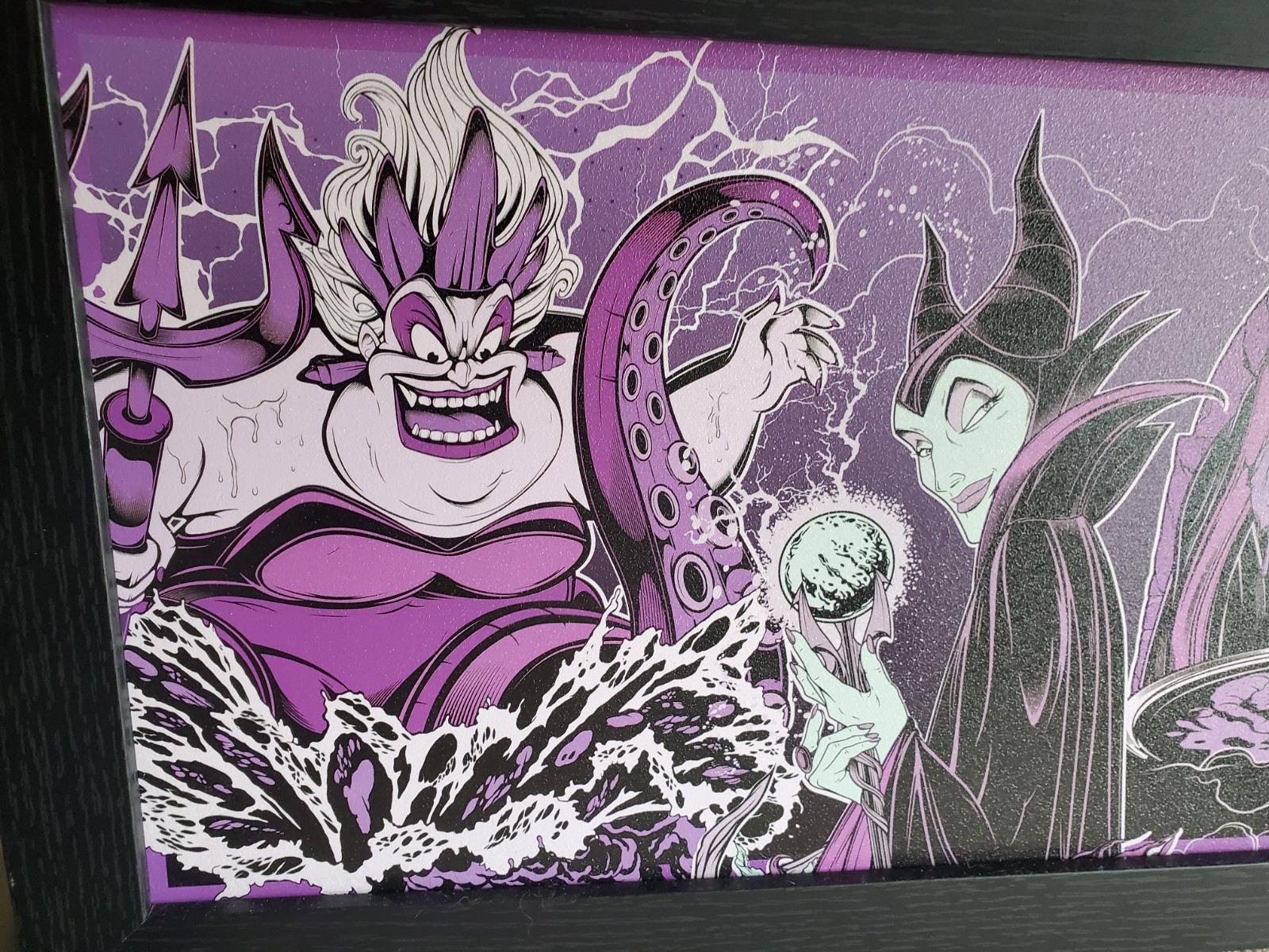 Disney Villains Maleficent Ursula Grimhilde Hanging Framed Wall Decor Purple