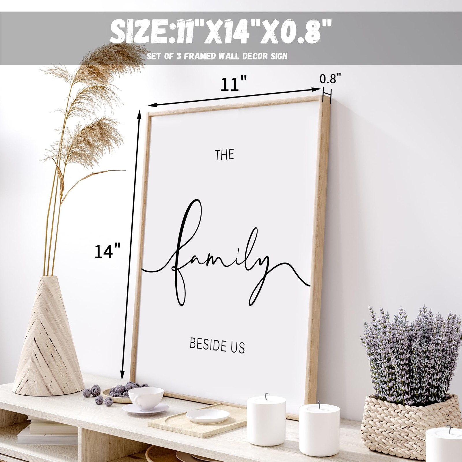 Set of 3 Framed Farmhouse Bless The Food Before Us Sign Kitchen Wall Decor fo…