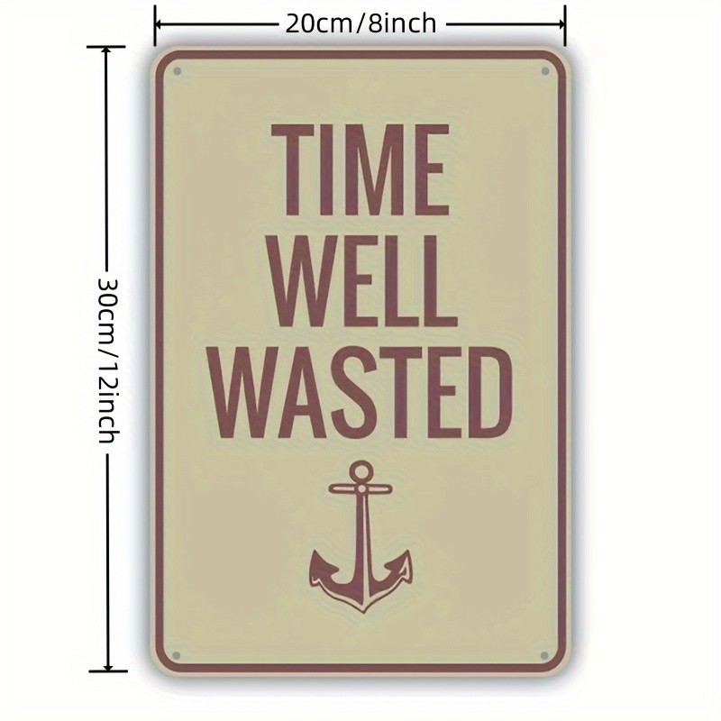 Vintage Anchor Metal Tin Sign 8×12 Inch Beige Brown