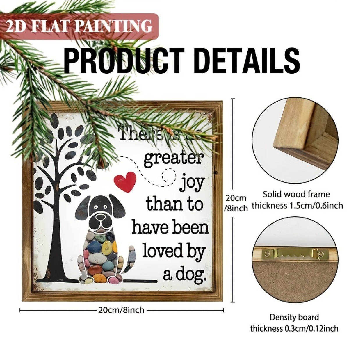 Colorful Pebble Dog Tree Heart Pet Lover Text Desktop Mantel Home Ornament Gift