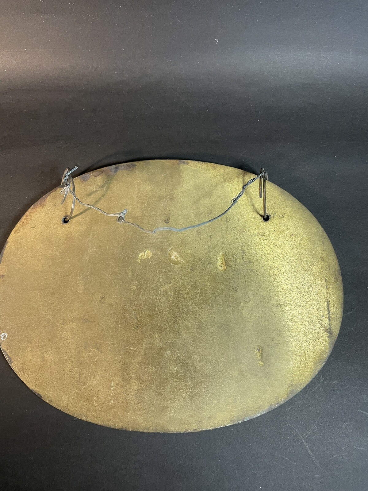 Vtg Brass Oval Welcome Plaque Sign Wall Hanging Door Hanger 6.25”x 8.25”