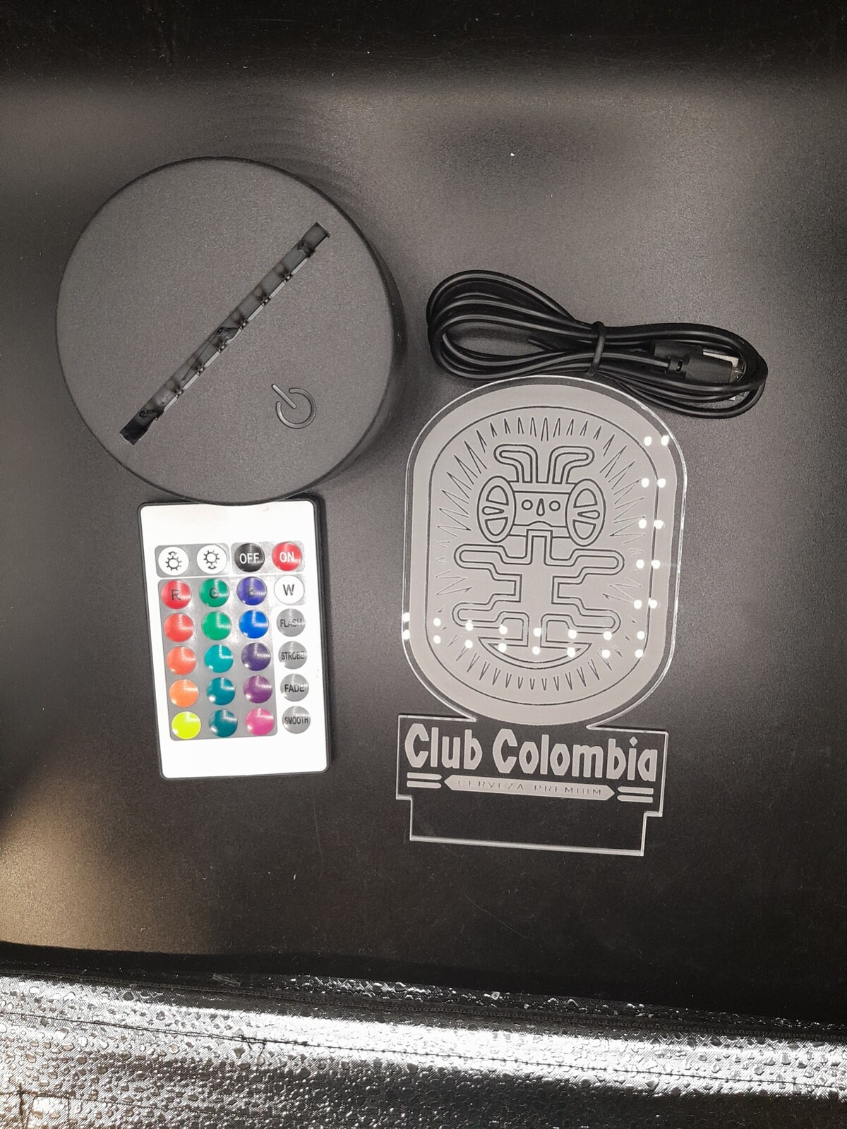 Edge Lit Tabletop Sign, Multi-Colored LED, LaserEtch, Club Colombia Beer Cerveza