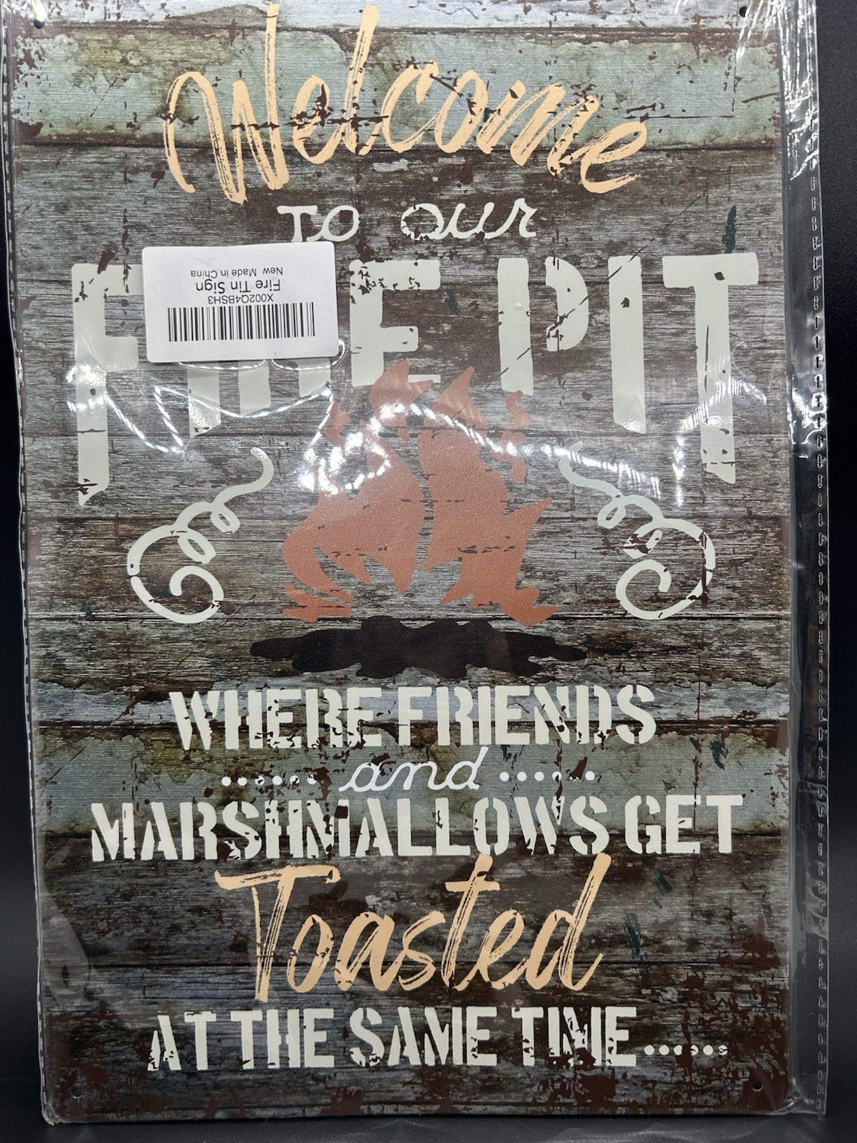 Welcome to Our Fire Pit Metal Tin Sign for Home Wall Decor Vintage Look BN14
