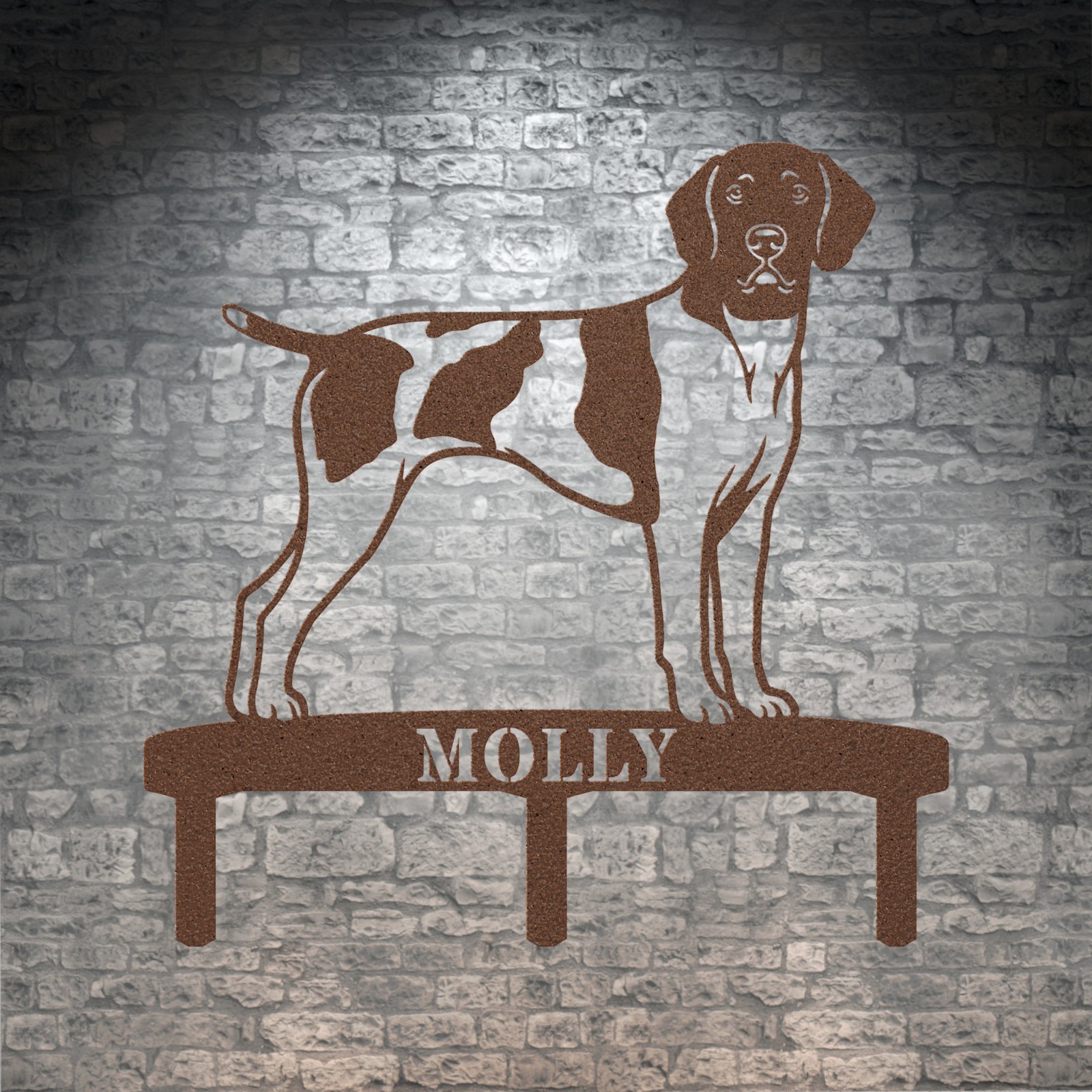 Personalized German Shorthaired Pointer Garden Name Metal Sign With Stakes