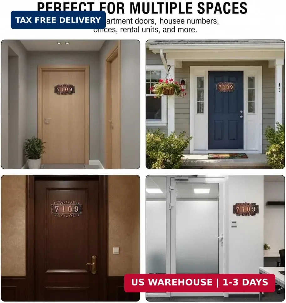 Door Number Plate, Apartment Door Number Sign, House Address Room Number Plaques