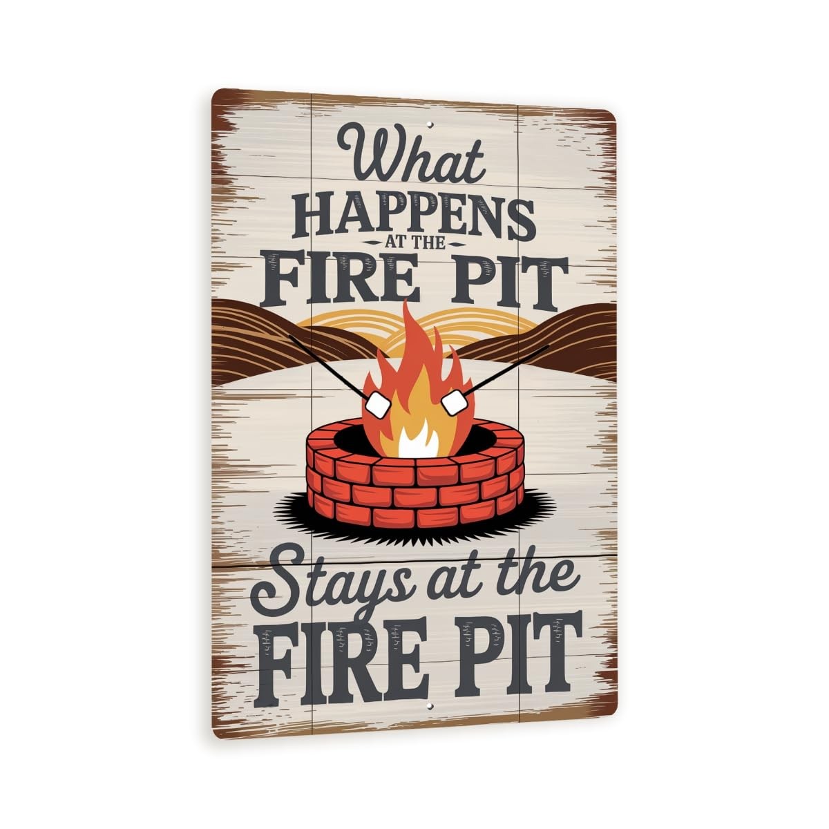 What Happens At The Fire Pit Sign 8×12 Campfire Metal Wall Art