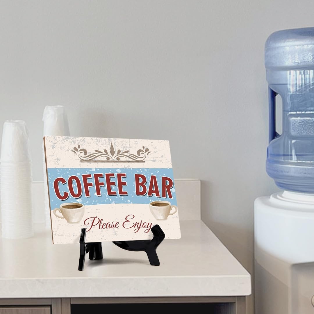 Signs ByLita Coffee Bar Please Enjoy, Classic Design Table Sign With Stand
