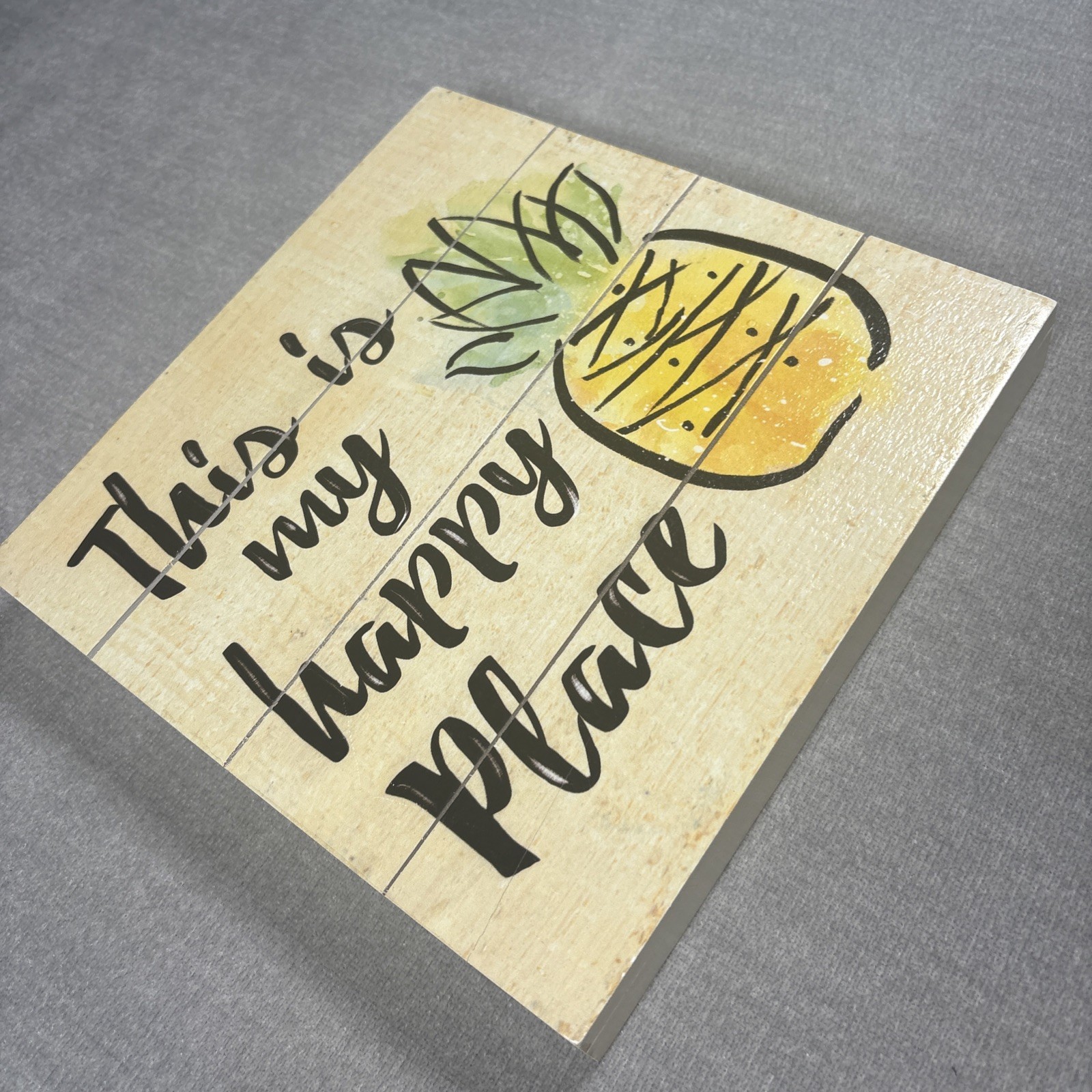 This Is My Happy Place Pineapple Wood Wall Decor 9in X 9in