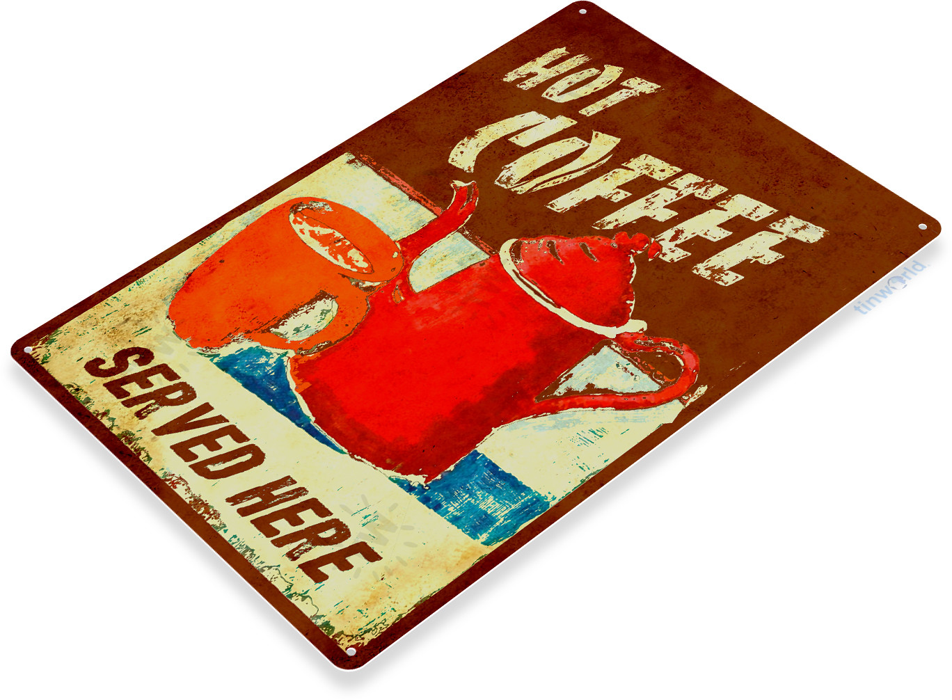 TIN SIGN Coffee Cup Served Here Shop Café Rustic Metal Décor B965