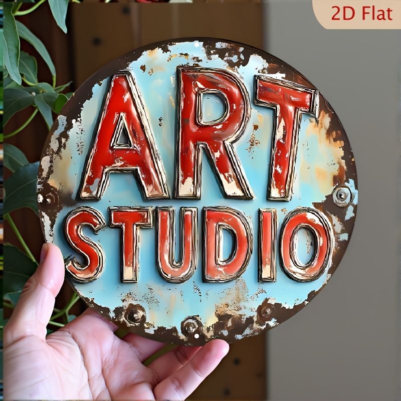 Art Studio Metal Sign Vintage Distressed Wall Art Hanging Decoration Gift