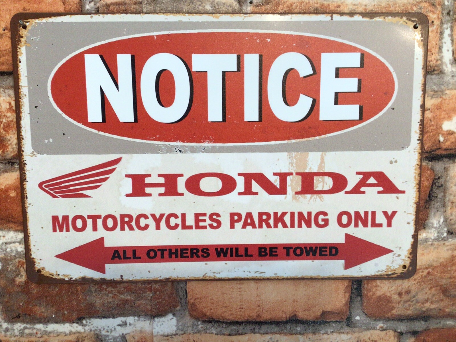 12″x8″ Vintage Patina Style “Honda Motorcycle Parking Only” Sign…A Great Gift!