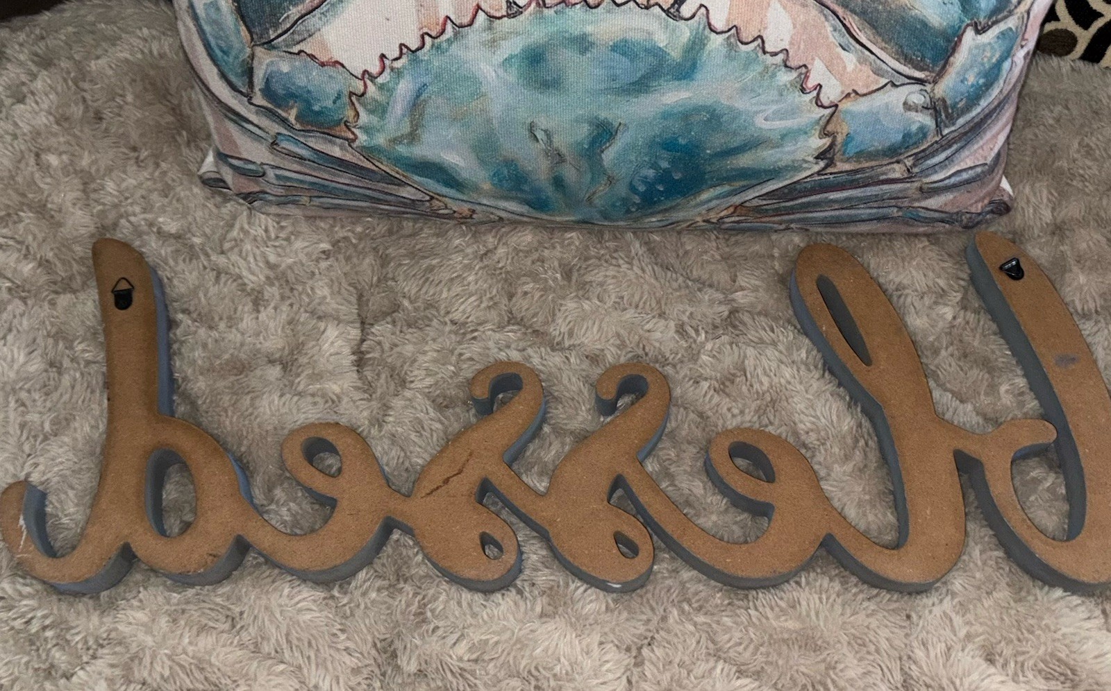Beachy Wall Decor Blessed Aqua Blue Coasta Beach House Vibe