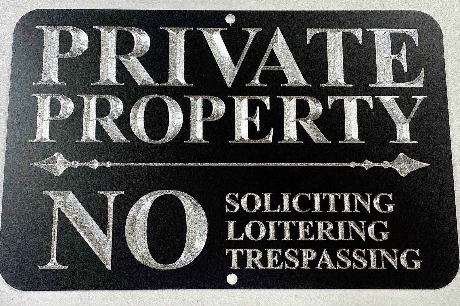 Engraved Private Property No Soliciting Trespassing Metal 11.5×7.5 Plaque Sign