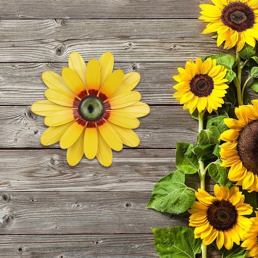 Weather-Resistant 11” Sunflower Garden Decor – Indoor & Outdoor Wall Sculpture