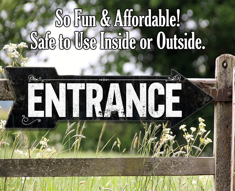 Metal Sign – Vintage Entrance Metal Arrow – Directional Arrow Sign – Durable