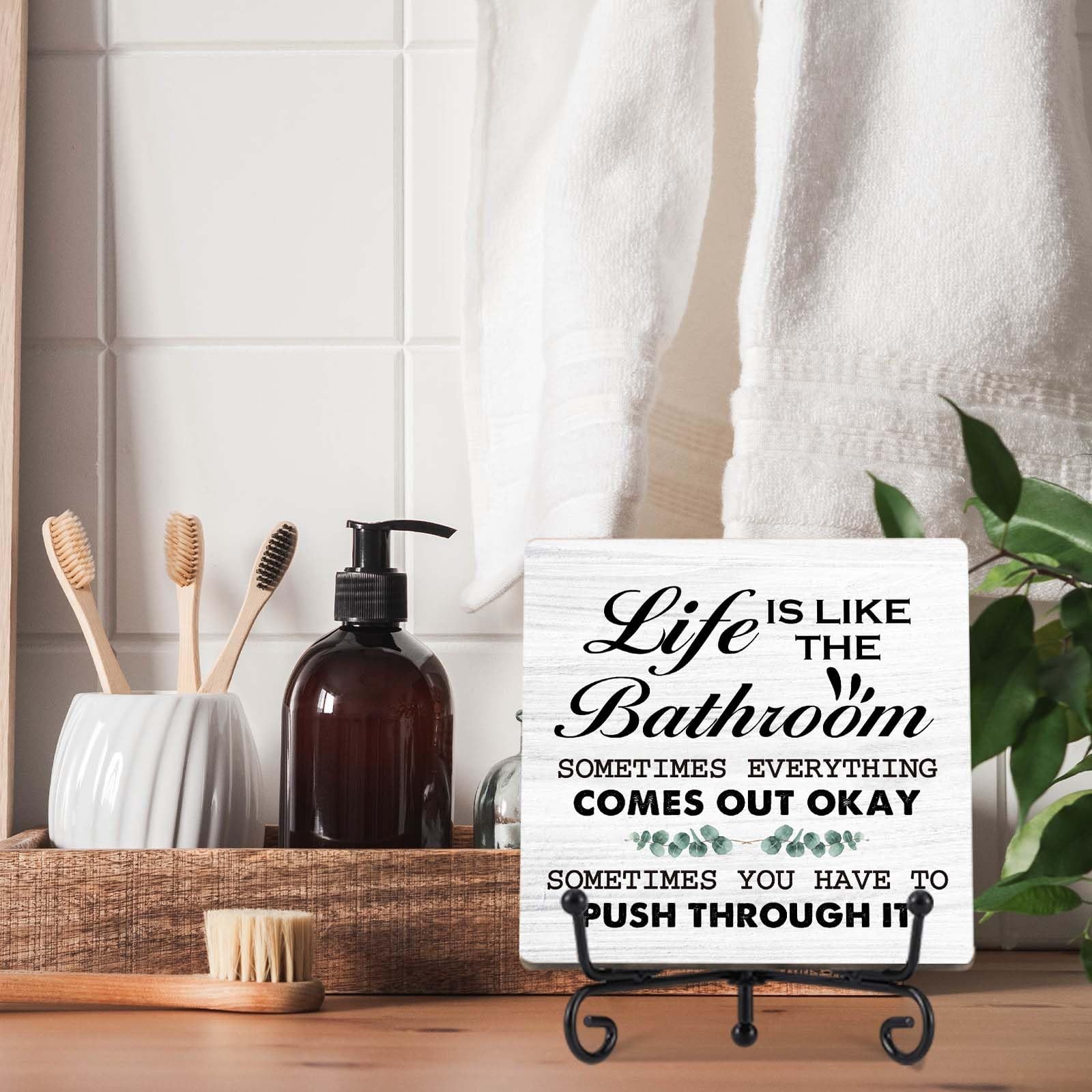 Life Is Like The Bathroom Wood Decor Sign, Rustic medium, multicolor