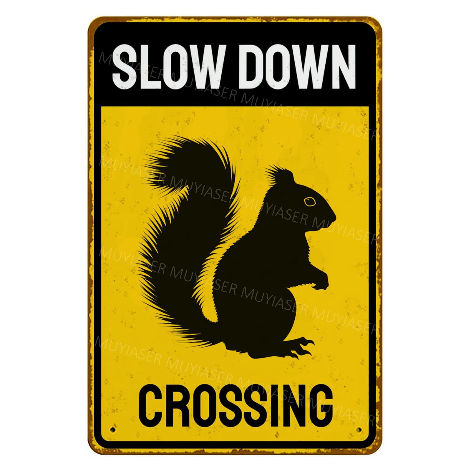 MUYIASER Metal Sign Squirrel Slow Down Crossing Sign Aluminum Metal Tin Signs…