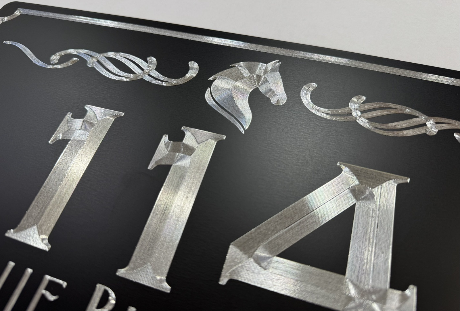 Custom Equestrian Horse Metal Address House Sign 15×9.5 Diamond Etched Engraved