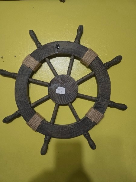 24″ SEA GREEN – GRAY WOOD NAUTICAL – SHIP WHEEL WALL HANG HOME DECOR MSRP $39.99